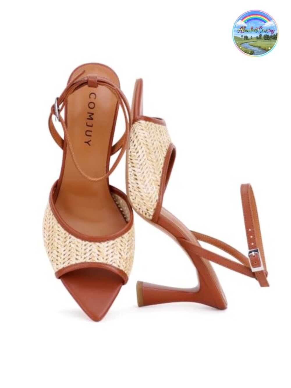 Peep Toe Kitten Heel Sandals Vegan Faux Leather Ankle Strap